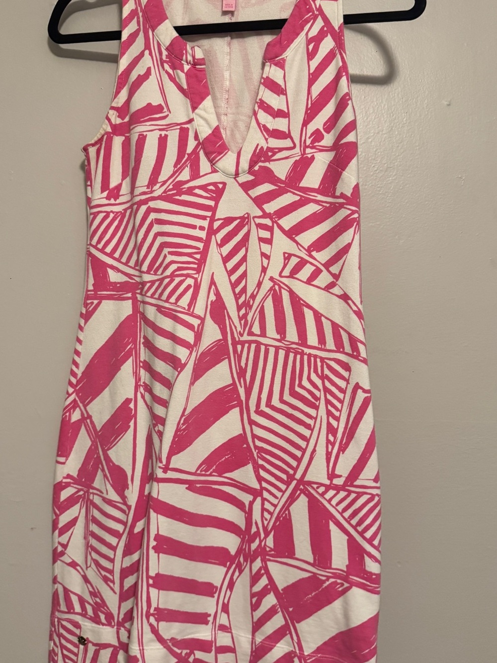 Lilly Pulitzer Estrada Pink & White Sleeveless V-Neck Summer Mini Dress